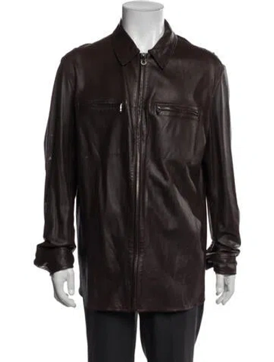 Pre-owned Ferragamo Leather Jacket In Brown