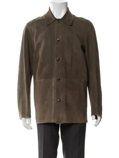 Pre-owned Ferragamo Leather Jacket In Green