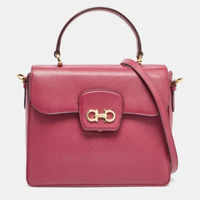 Ferragamo Leather Kelly Top Handle Bag In Pink
