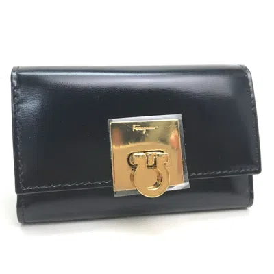 Pre-owned Ferragamo Leather Keycase () In Black