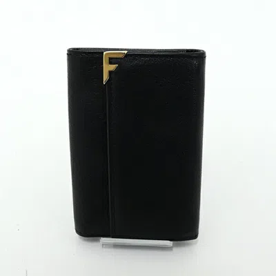 Pre-owned Ferragamo Leather Keycase () In Black