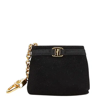Pre-owned Ferragamo Leather Keyring () In Black