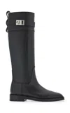 Ferragamo Stivale Ryder Leather Boots In Black