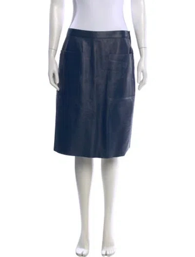 Pre-owned Ferragamo Leather Knee-length Skirt In Blue