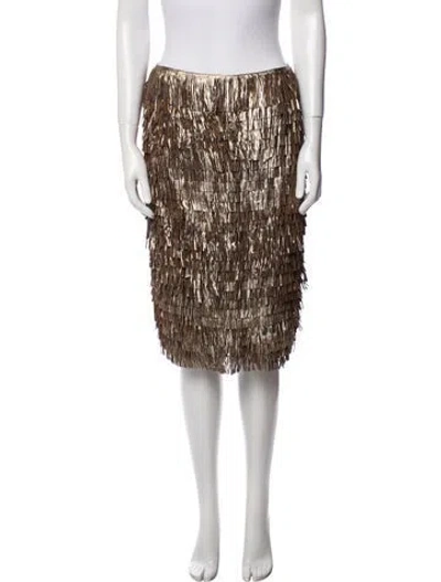 Pre-owned Ferragamo Leather Knee-length Skirt In Gold