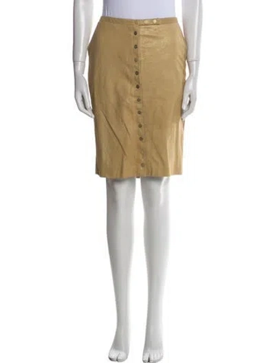 Pre-owned Ferragamo Leather Knee-length Skirt In Neutral