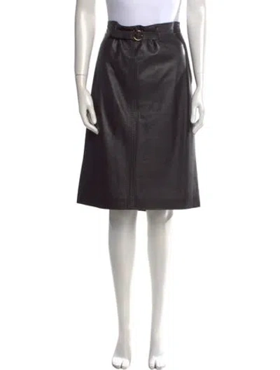 Pre-owned Ferragamo Leather Knee-length Skirt In Purple