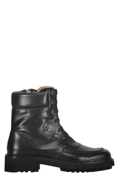 Ferragamo Leather Lace-up Boots In Black