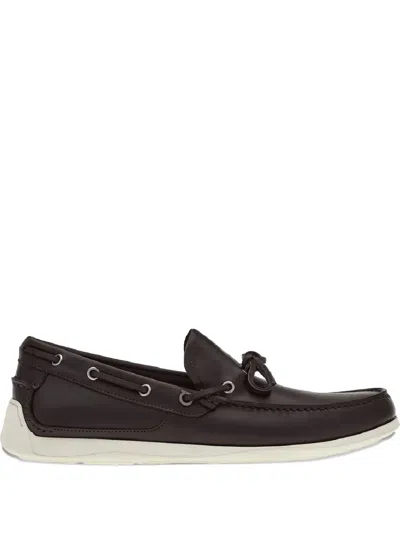 Ferragamo Leather Lace-up Loafers In Brown