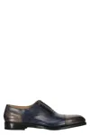 Ferragamo Leather Panelled Shoes In Black