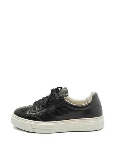 Pre-owned Ferragamo Leather Lace-up Sneakers In Black