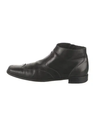 Pre-owned Ferragamo Leather Lace-up Boots In Black