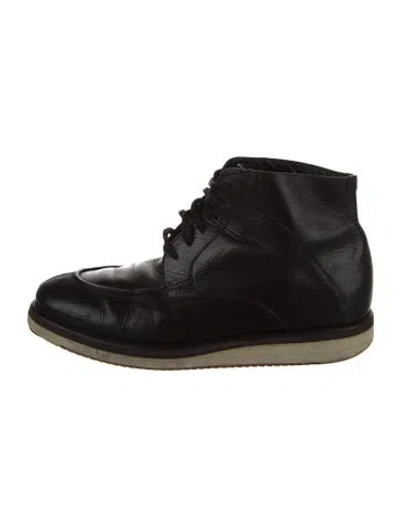 Pre-owned Ferragamo Leather Lace-up Boots In Black