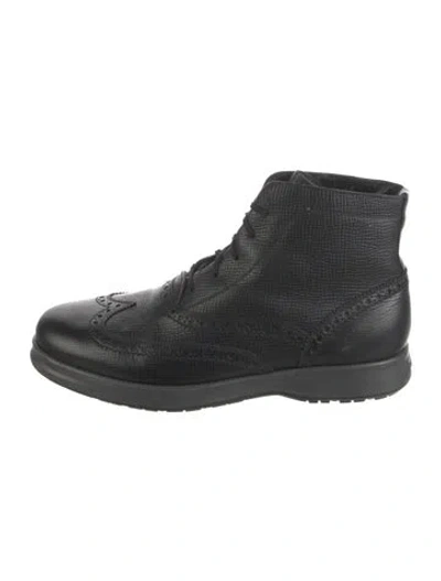Pre-owned Ferragamo Leather Lace-up Boots In Black