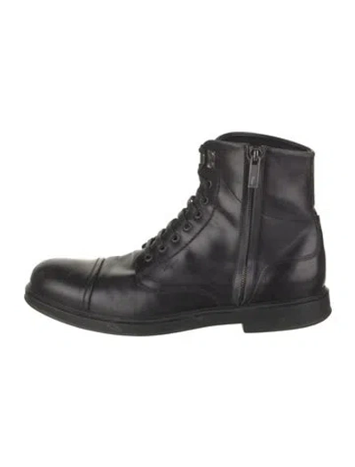 Pre-owned Ferragamo Leather Lace-up Boots In Black