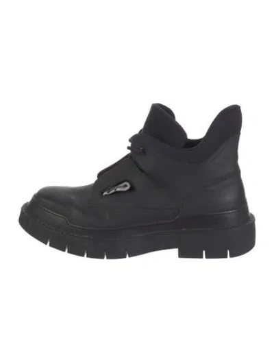 Pre-owned Ferragamo Leather Lace-up Boots In Black