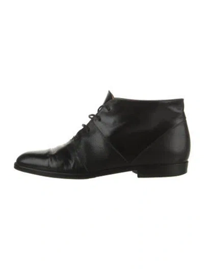 Pre-owned Ferragamo Leather Lace-up Boots In Black