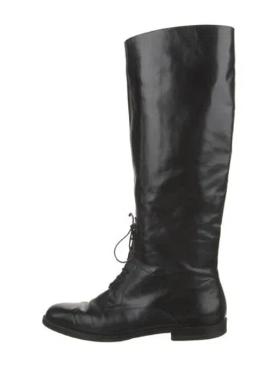 Pre-owned Ferragamo Leather Lace-up Boots In Black