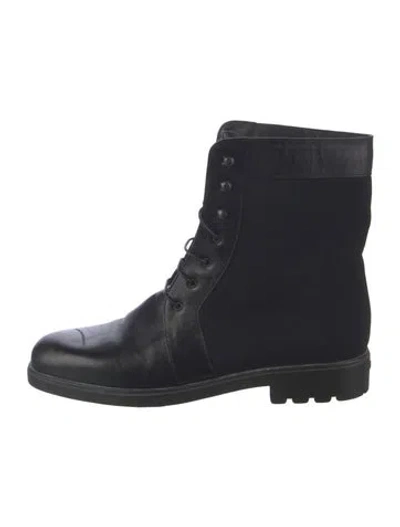 Pre-owned Ferragamo Leather Lace-up Boots In Black