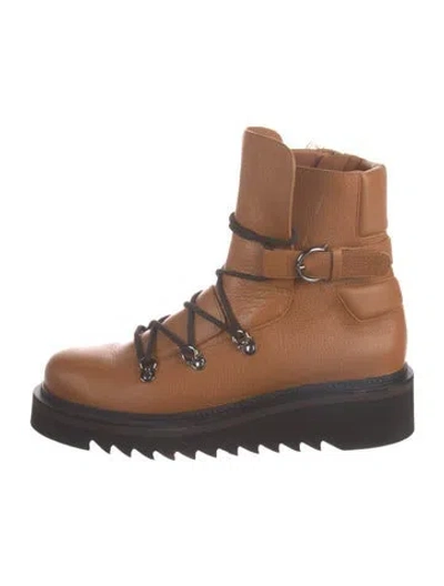 Pre-owned Ferragamo Leather Lace-up Boots In Brown