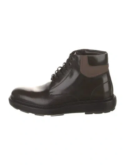 Pre-owned Ferragamo Leather Lace-up Boots In Brown