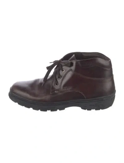 Pre-owned Ferragamo Leather Lace-up Boots In Brown