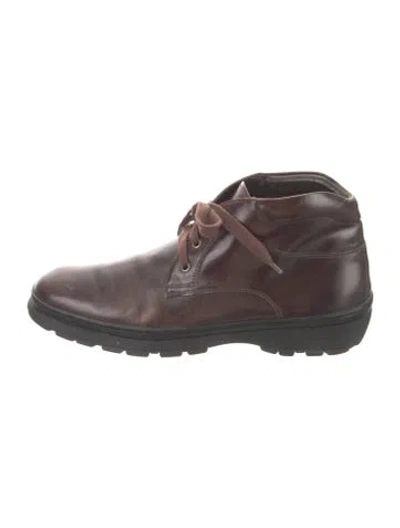 Pre-owned Ferragamo Leather Lace-up Boots In Brown