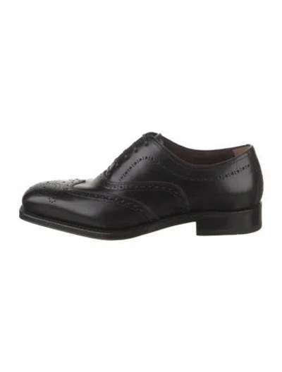 Pre-owned Ferragamo Leather Lasercut Accents Brogues In Black