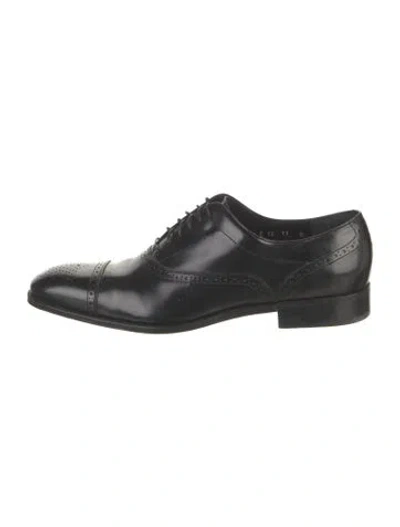Pre-owned Ferragamo Leather Lasercut Accents Brogues In Black