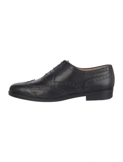 Pre-owned Ferragamo Leather Lasercut Accents Brogues In Black