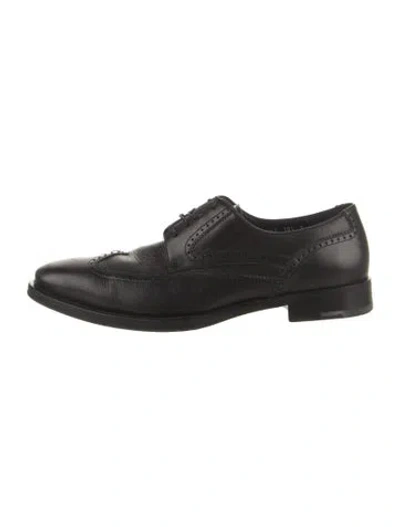 Pre-owned Ferragamo Leather Lasercut Accents Brogues In Black