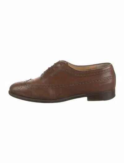 Pre-owned Ferragamo Leather Lasercut Accents Brogues In Brown
