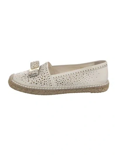 Pre-owned Ferragamo Leather Lasercut Accents Espadrilles In Neutrals