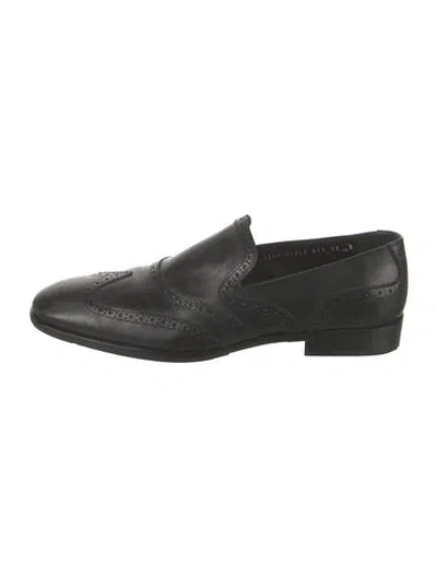 Pre-owned Ferragamo Leather Lasercut Accents Loafers In Black