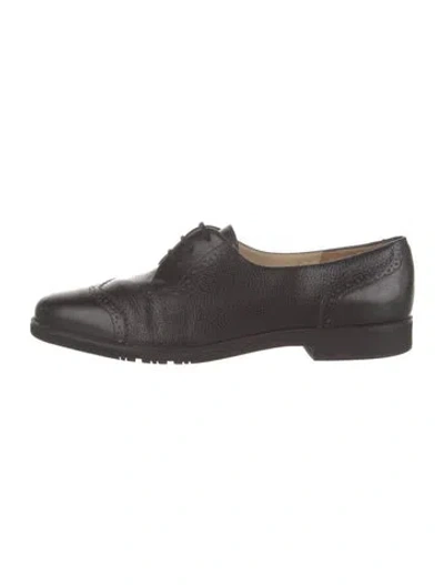 Pre-owned Ferragamo Leather Lasercut Accents Oxfords In Black
