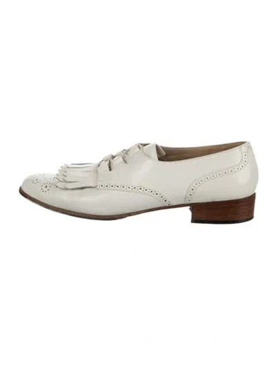 Pre-owned Ferragamo Leather Lasercut Accents Oxfords In Neutral