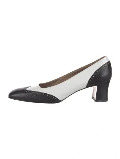 Pre-owned Ferragamo Leather Lasercut Accents Pumps In White