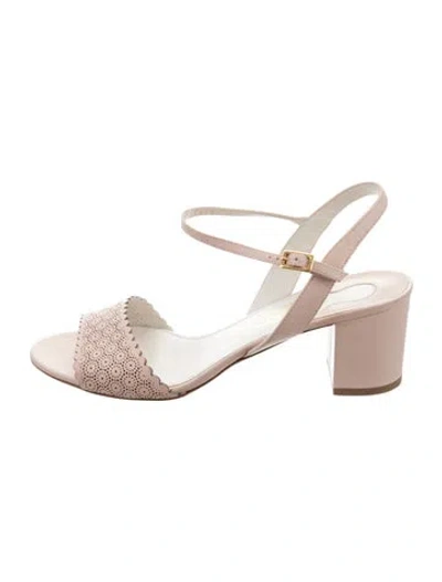 Pre-owned Ferragamo Leather Lasercut Accents Sandals In Pink