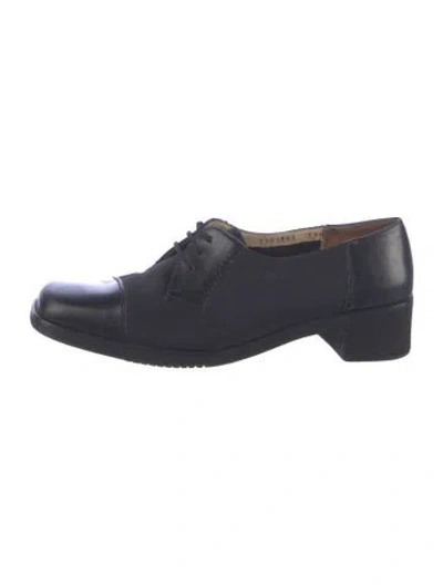 Pre-owned Ferragamo Leather Leather Trim Embellishment Oxfords In Blue