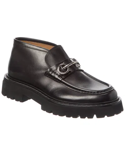 Ferragamo Leather Loafer In Black