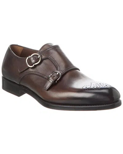 Ferragamo Leather Loafer In Grey