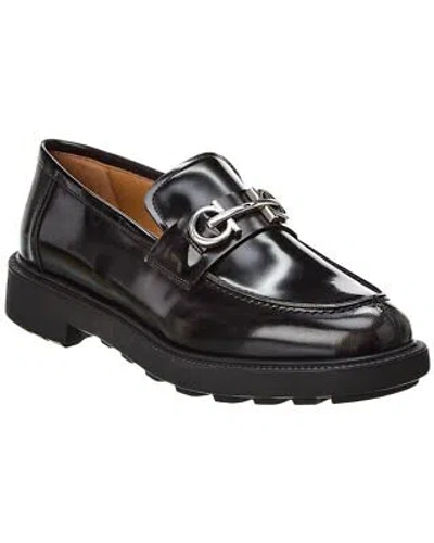 Pre-owned Ferragamo Leather Loafer Men's In Black