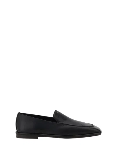 Ferragamo Leather Loafers In Black