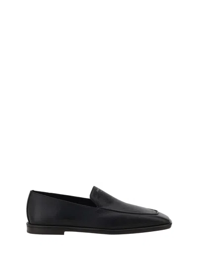 Ferragamo Leather Loafers In Black