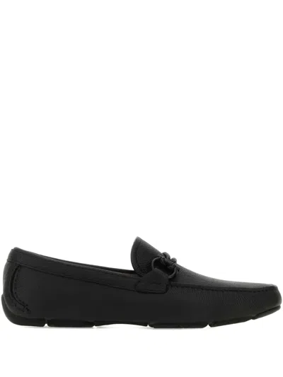 Ferragamo Black Stitching Design Business Casual Shoes