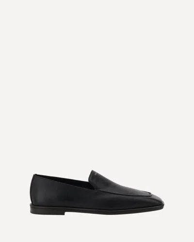 Ferragamo Leather Loafers In Black
