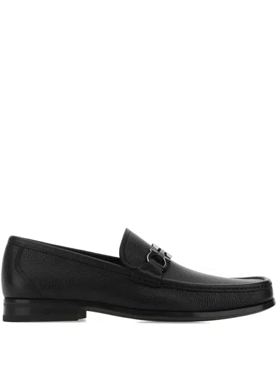 Ferragamo Grandioso2 Leather Loafers With Gancini Buckle In Black