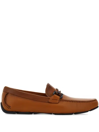 Ferragamo Leather Loafers In Brown