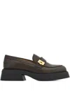 Ferragamo Caminia Buckled Platform Loafers In Green