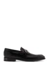 Ferragamo Balty Gancini Plaque Leather Loafers In Black